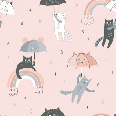 Raining Cats And Rainbows Wallpaper In Multicoloured