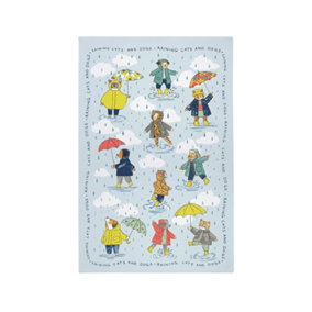 Raining Cats & Dogs Animal Print 100% Cotton Tea Towel