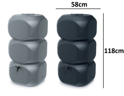 Rainwater Tank,Water Butt Garden Large Plastic Inc Connection kit Anthracite 320 Litres