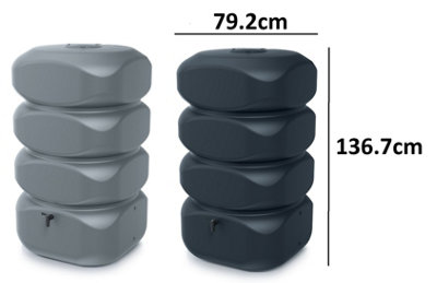 Rainwater Tank,Water Butt Garden Large Plastic Inc Connection kit Grey 700L