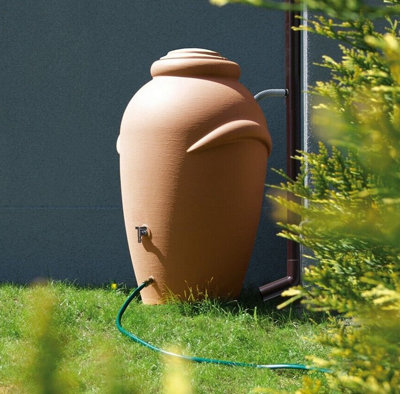 Rainwater Tank Water Butt Plastic Container Garden Storage Barrel 360 L Brick