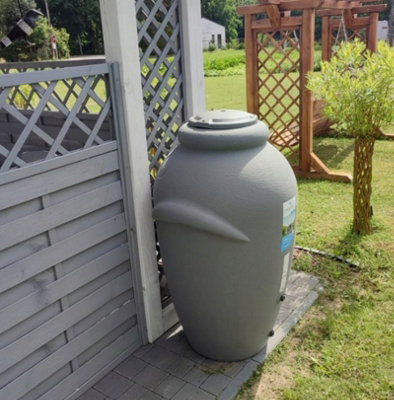 Rainwater Tank Water Butt Plastic Container Garden Storage Barrel 360 L Grey