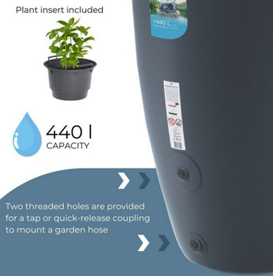 Rainwater Tank Water Butt Plastic Container Garden Storage Barrel 440 L Anthracite