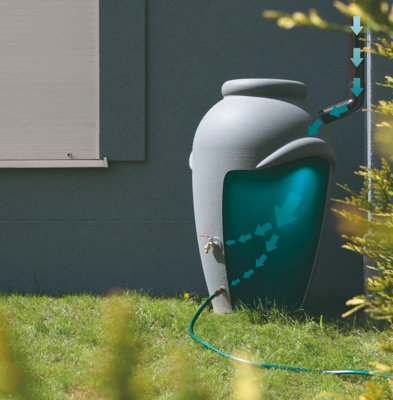 Rainwater Tank Water Butt Plastic Container Garden Storage Barrel Grey 360L