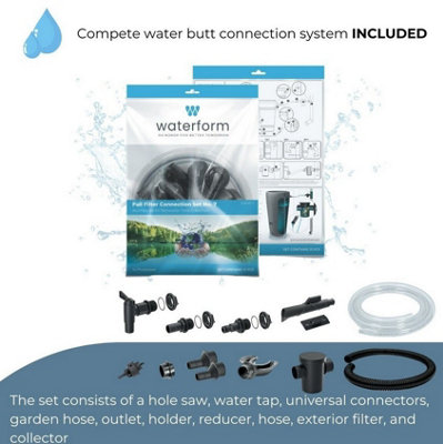 Rainwater Tank Water Butt Plastic Container Garden Storage Barrel Grey 360L