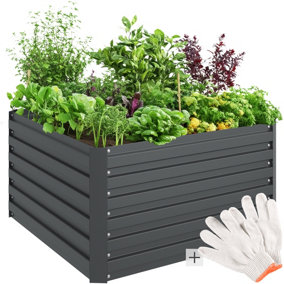 Raised Bed - for gardens, 540 litre capacity, galvanised, 100x100x56cm 100 x 60 x 100 cm - anthracite