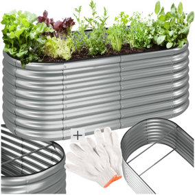 Raised Bed - for gardens, 603 litre capacity, galvanised, 200x100x60cm 160 x 60 x 80 cm - silver