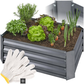 Raised Bed Valeriana - galvanised steel, weather-resistant, 140 l capacity, 80 x 60 x 30 cm 80 x 60 x 30 cm - grey