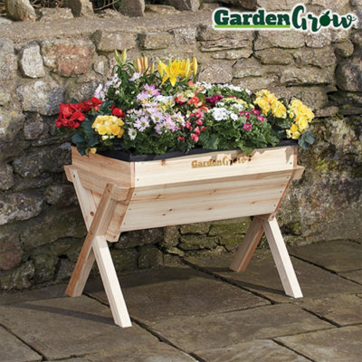 Raised Flower Bed Outdoor Large Wooden Planter Box for Plants & Vegetables (Medium Vegetable Planter)