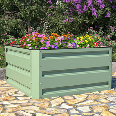 Raised Metal Planters in Sage Green (2x Planters 60x60cm)