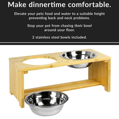 HTB Elevated Dog Bowls,Raised Dog Bowl Stand with 2 Stainless Steel Bowls,Elevat