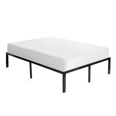 Raised Platform Bed Frame Double Metal Bed Frame Black - No Mattress