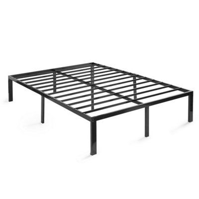 Raised Platform Bed Frame Double Metal Bed Frame Black - No Mattress