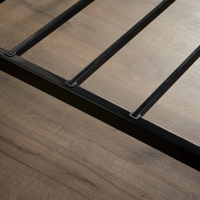 Raised Platform Bed Frame Double Metal Bed Frame Black - No Mattress