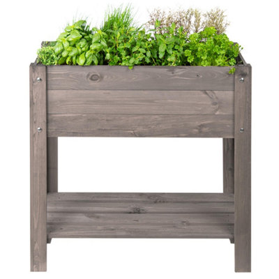 Raised Rectangular Grey Wooden Garden Flowers Vegetables Planter | DIY ...