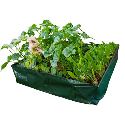 Raised Square Grow Bag - Non-Permanent Garden Vegetable Patch Planter for Growing Veg, Fruit, Herbs & Flowers - H25 x W97 x D97cm