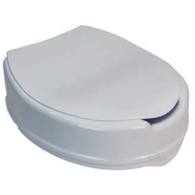 Raised Toilet Seat Aid with Lid 10cm (4") Elevated Strong and Durable