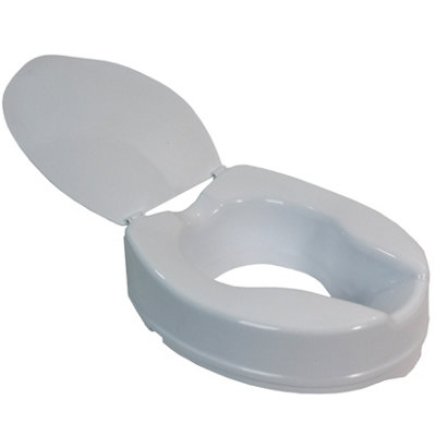 Raised Toilet Seat Aid with Lid 10cm (4") Elevated Strong and Durable - 3