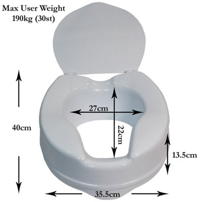 Raised Toilet Seat Aid with Lid 10cm (4") Elevated Strong and Durable - 6