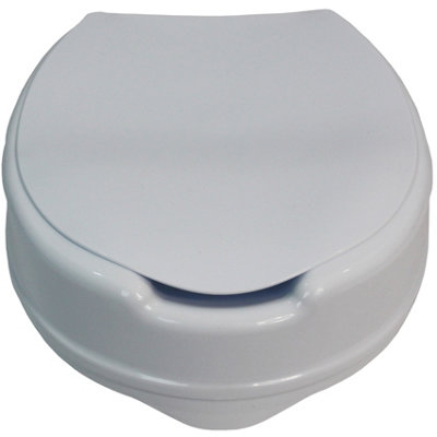 Raised Toilet Seat Aid with Lid 10cm (4") Elevated Strong and Durable - 8