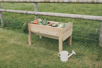 Raised Veg Trug Garden Planter - Scandinavian Redwood - L52 x W100 x H60 cm - Minimal Assembly Required