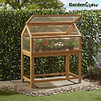 Raised Wooden Cold Frame, Greenhouse, Polycarbonate Storage for Garden Vegetables & Plants