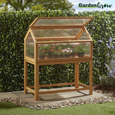 Raised Wooden Cold Frame, Greenhouse, Polycarbonate Storage for Garden ...