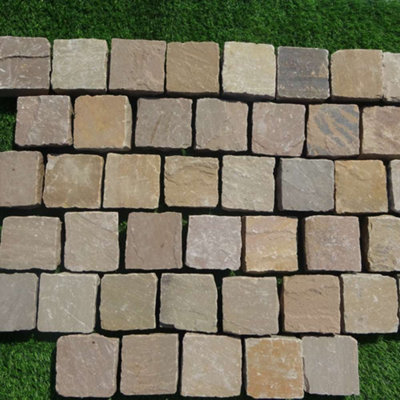 Raj Green Riven Sandstone Square 100x100mm ,Pack of 150, Natural Stone ...