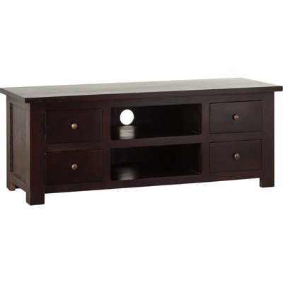 Rajwada Dark Mango Wood Tv Cabinet With Drawers