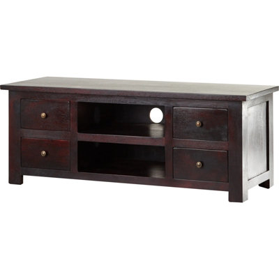 Rajwada Dark Mango Wood Tv Cabinet With Drawers