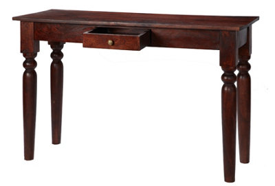 Rajwada Solid Mango Dark Wood Console Table With Drawer