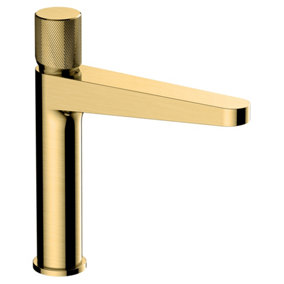 RAK Amalfi Mid Height Brushed Gold Modern Basin Mixer Tap Solid Brass