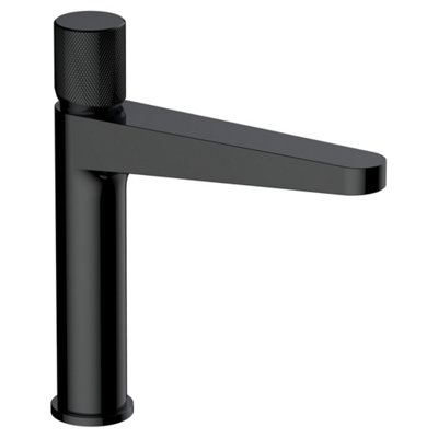 RAK Amalfi Mid Height Matt Black Modern Basin Mixer Tap Solid Brass