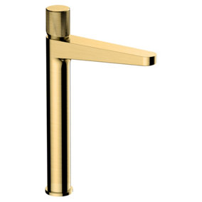 RAK Amalfi Tall Brushed Gold Modern Basin Tap Solid Brass