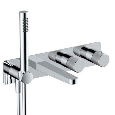 RAK Amalfi Thermostatic Concealed Dual Outlet Shower Valve, Handset and Bath Spout - Chrome