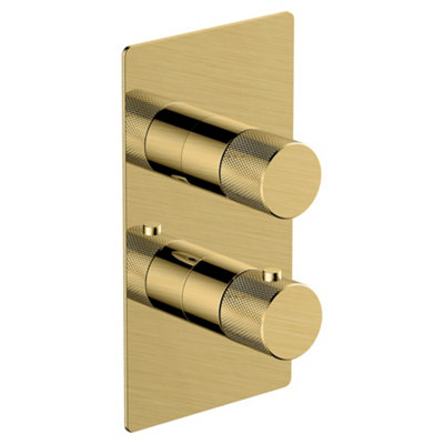 RAK Amalfi Thermostatic Dual Outlet Concealed Shower Valve - Brushed Gold