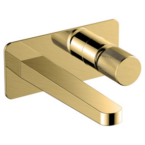 RAK Amalfi Wall Mounted Brushed Gold Modern Basin Tap Solid Brass