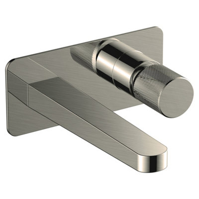 RAK Amalfi Wall Mounted Brushed Modern Basin Tap Solid Brass - Brushed Nickel