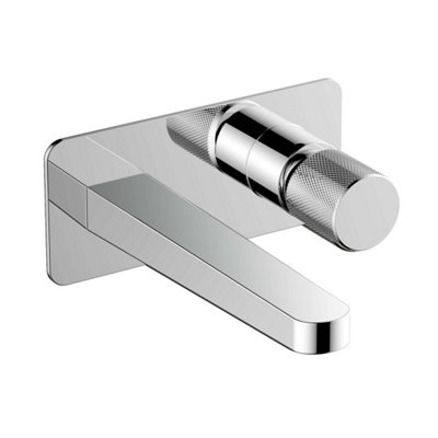 RAK Amalfi Wall Mounted Brushed Modern Basin Tap Solid Brass - Chrome