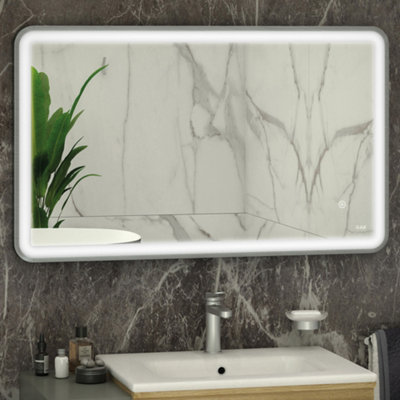 RAK Art Soft 600x1200mm Brushed Nickel Square with Touch Sensor Illuminated Mirror IP44