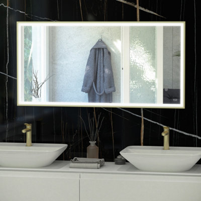 RAK Art Square 600x1200mm Chrome Square with Touch Sensor Illuminated Mirror IP44