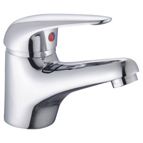 RAK Basic Polished Chrome Modern Basin Cloakroom Sink Mixer Tap Solid Brass