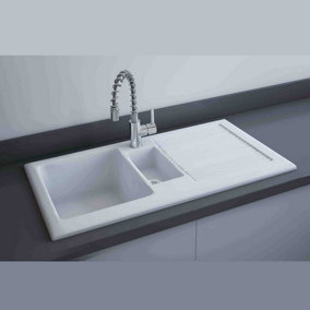 RAK Ceramics Gourmet 1 Ceramic Kitchen Sink 1.5 Bowl 1010 x 510mm - White