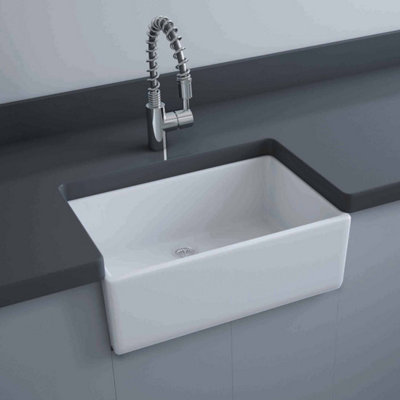 RAK Ceramics Gourmet 2 Belfast Style Fireclay Undermount Kitchen Sink - Gloss White