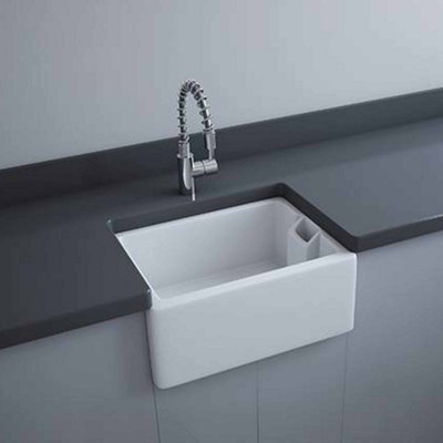 RAK Ceramics Gourmet 8 Belfast Style Fireclay White Sink With Weir Overflow