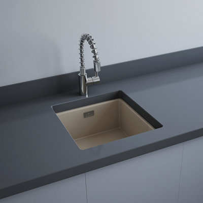 RAK Ceramics Silvia 450mm Fire Clay Undermount Kichen Sink Matt Cappuccino