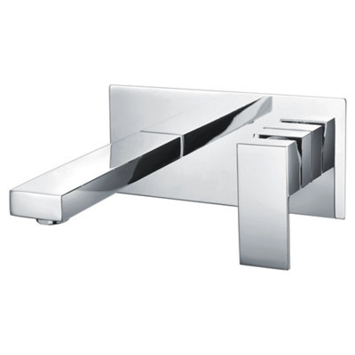 RAK Cubis Polished Chrome Modern Basin Wall Mounted Sink Mixer Tap Solid Brass