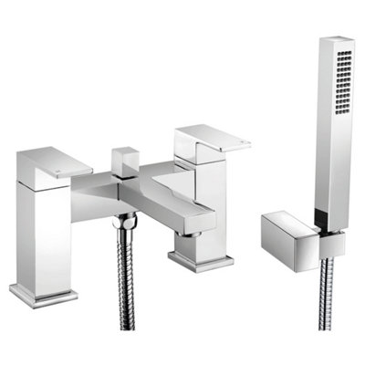 RAK Cubis Polished Chrome Modern Bath Shower Mixer Tap Solid Brass