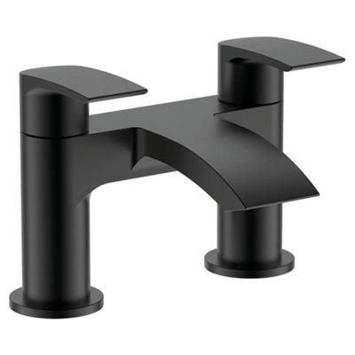 RAK Curve Matt Black Modern Bath Filler Mixer Tap Solid Brass