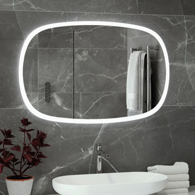 RAK Deco 1000x600mm White shaped Touch Sensor Illuminated Mirror IP44